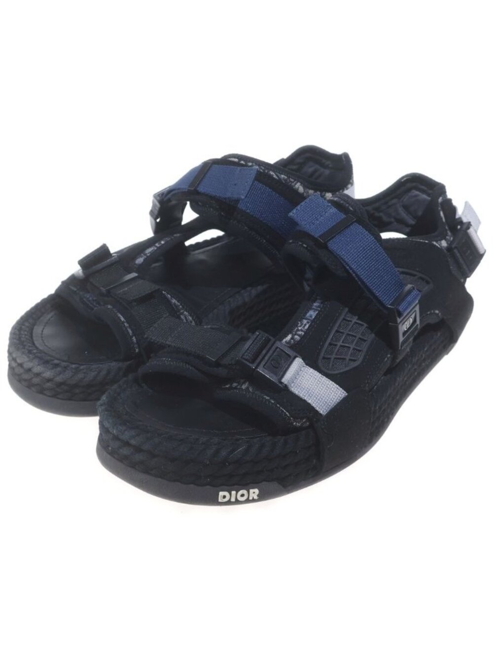 Dior SS Atlas Oblique Belt Sandals Black Blue